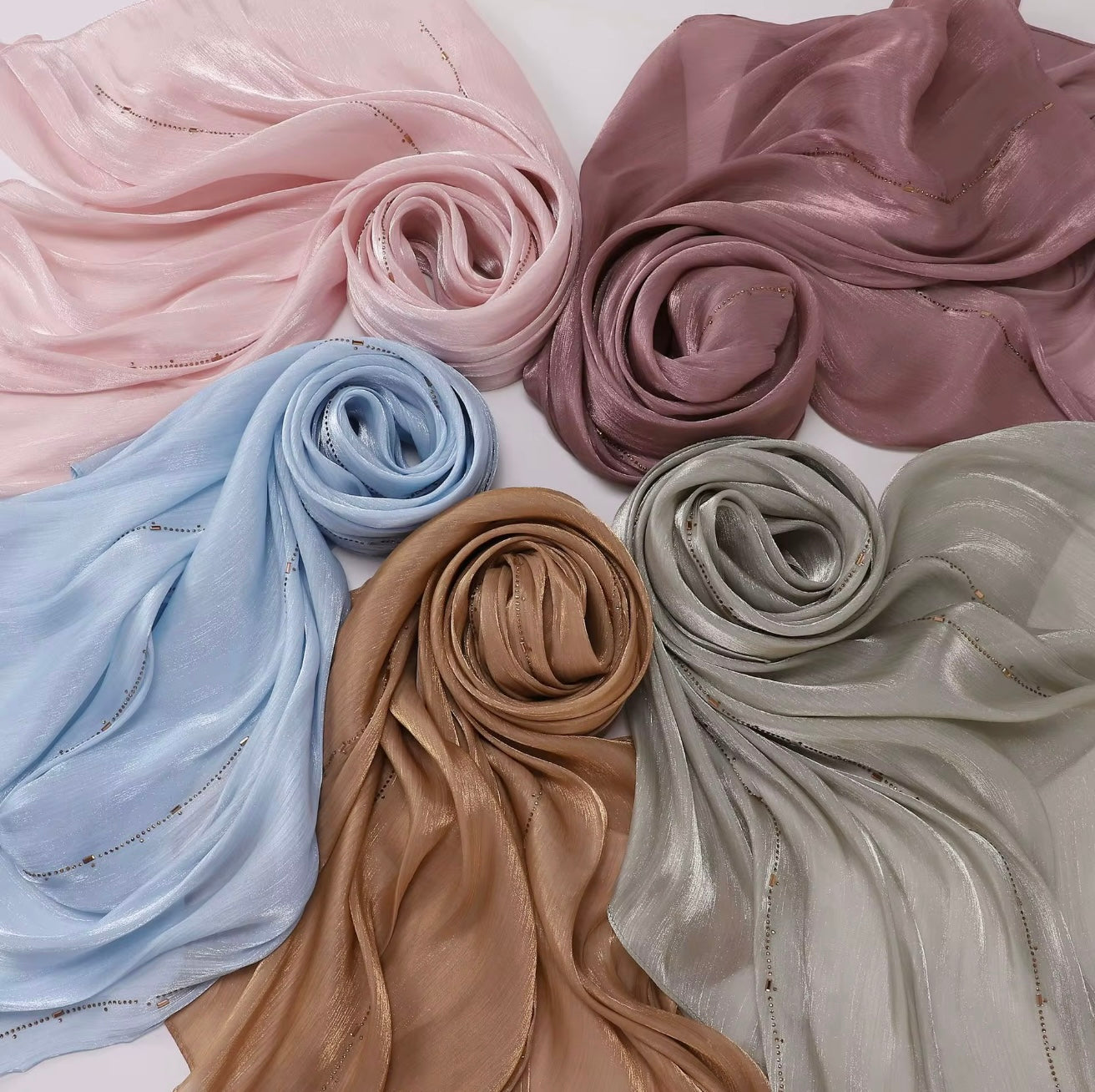 Premium island silk hot drilling bright hijab