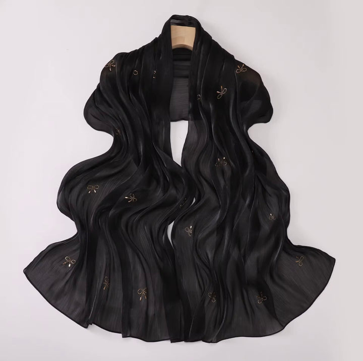 Island Silk Hot Drilling Bright Hijab: