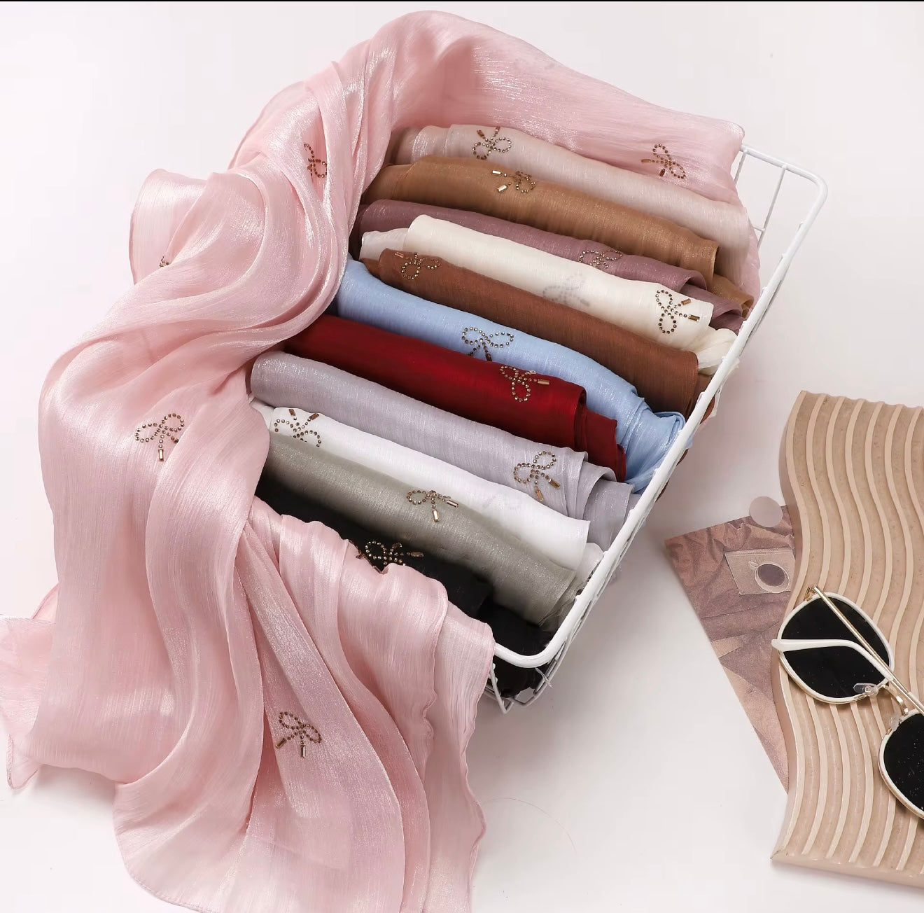 Island Silk Hot Drilling Bright Hijab: