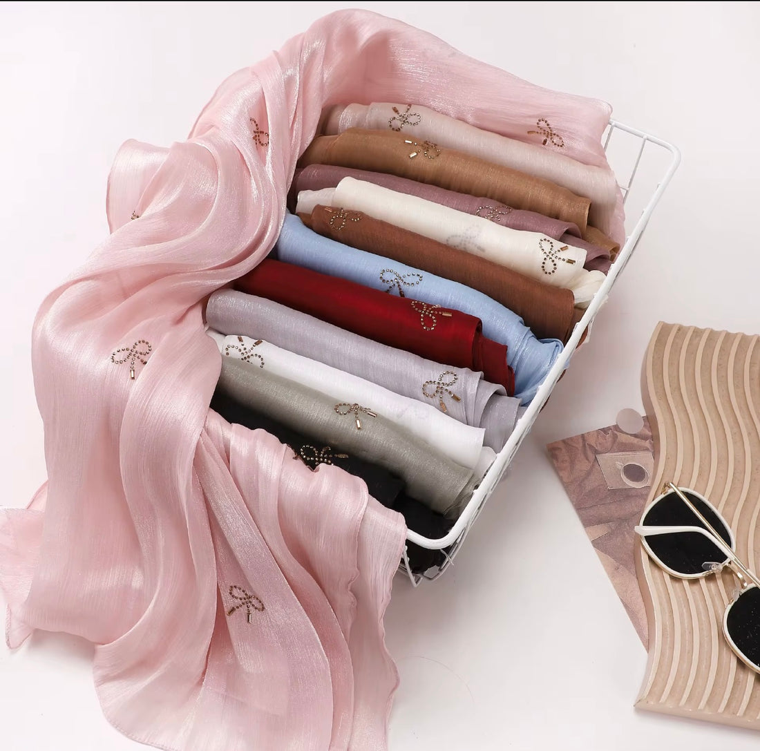 Island Silk Hot Drilling Bright Hijab: