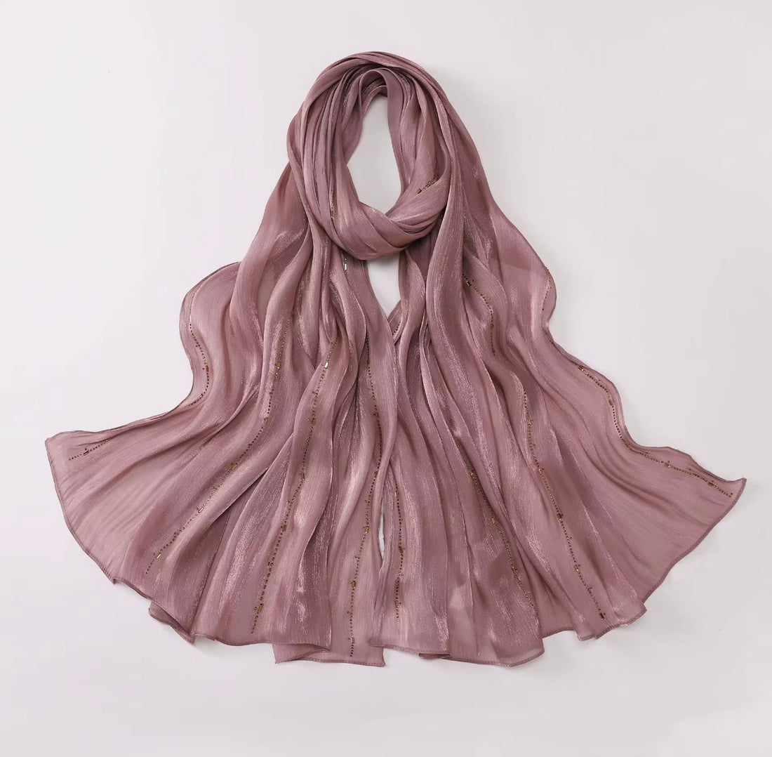 Premium island silk hot drilling bright hijab
