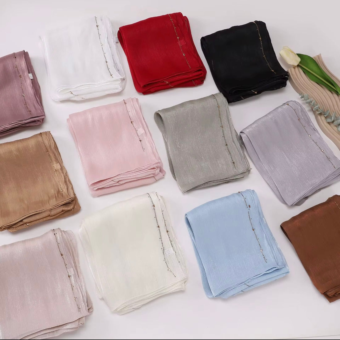 Premium island silk hot drilling bright hijab