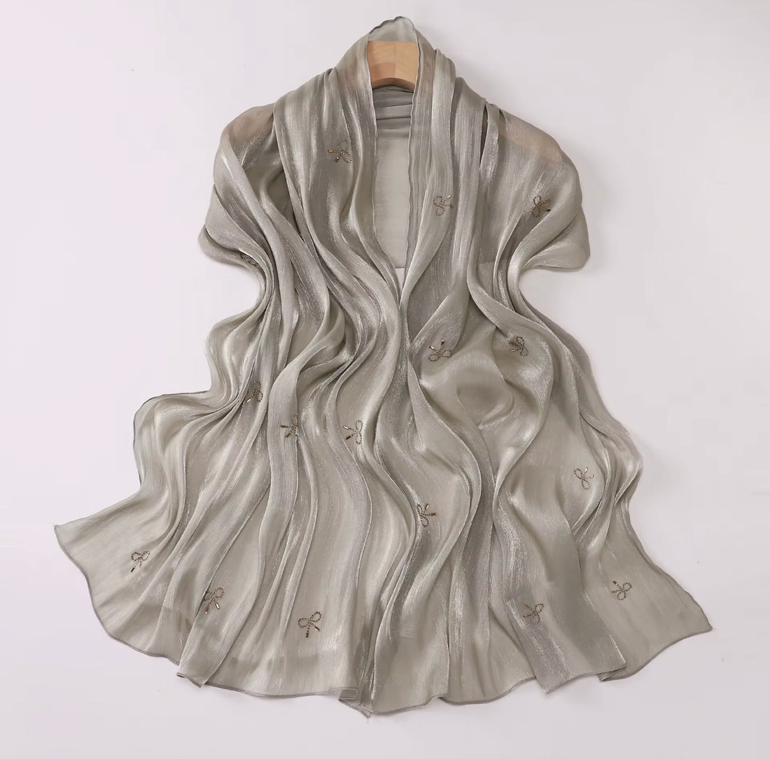 Island Silk Hot Drilling Bright Hijab: