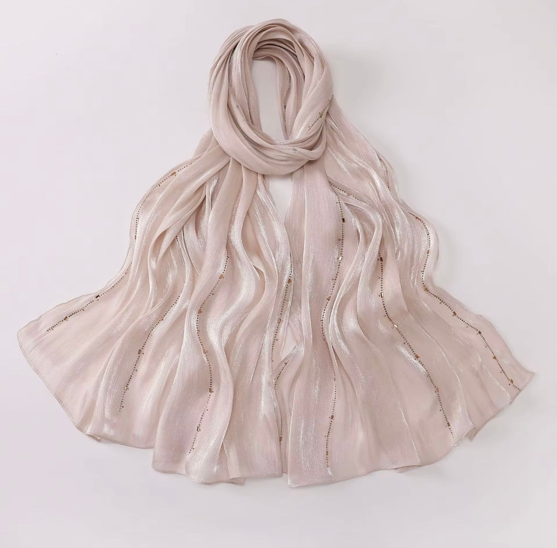 Premium island silk hot drilling bright hijab