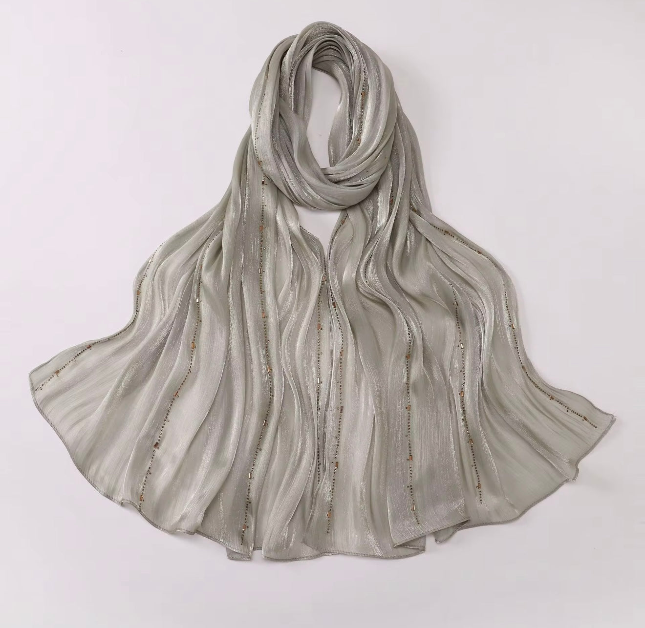 Premium island silk hot drilling bright hijab