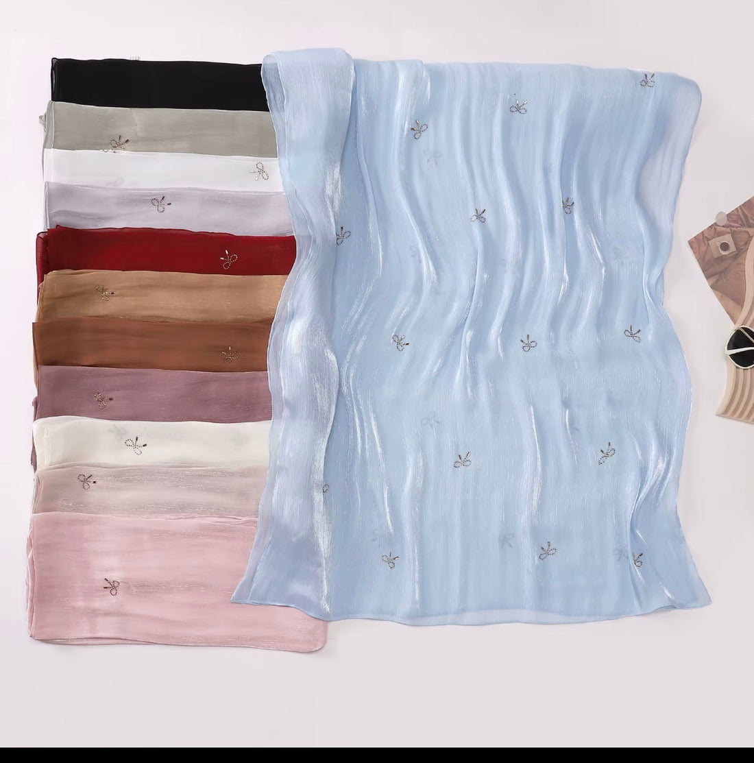 Island Silk Hot Drilling Bright Hijab: