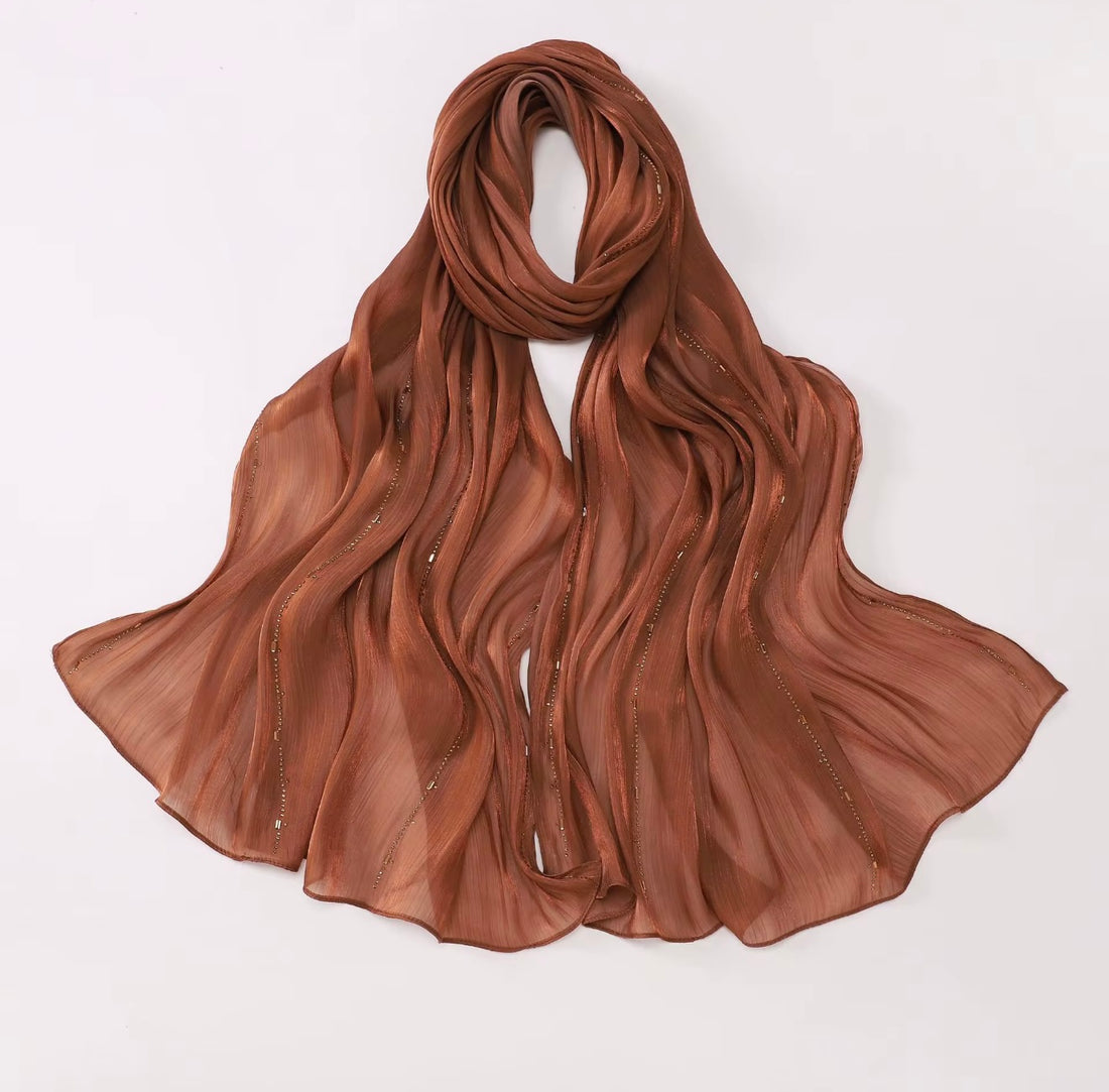 Premium island silk hot drilling bright hijab