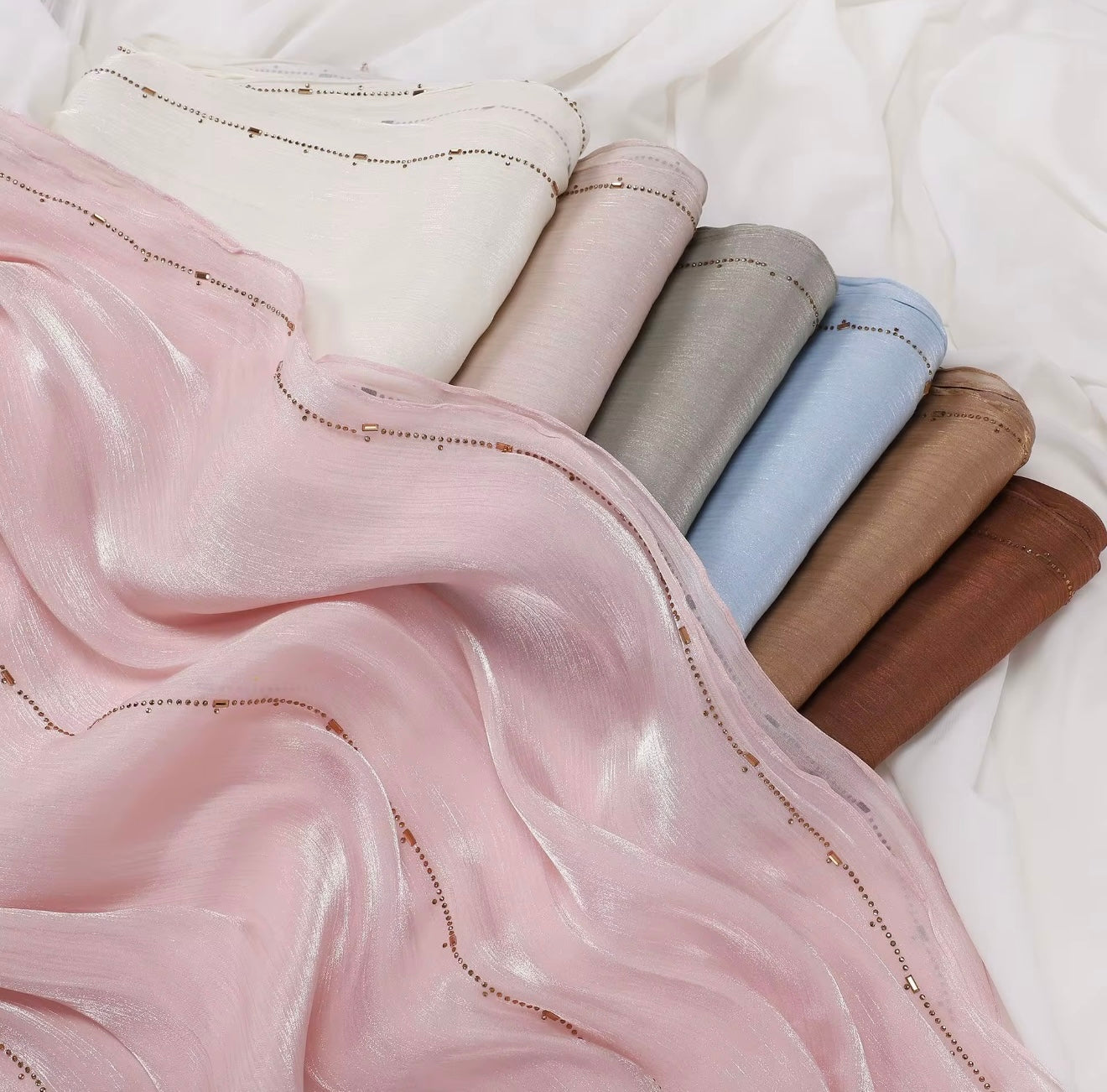 Premium island silk hot drilling bright hijab
