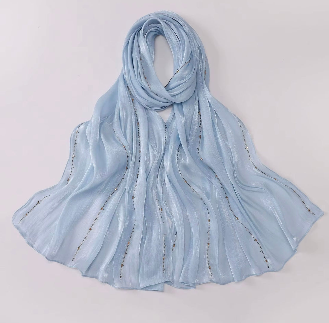 Premium island silk hot drilling bright hijab