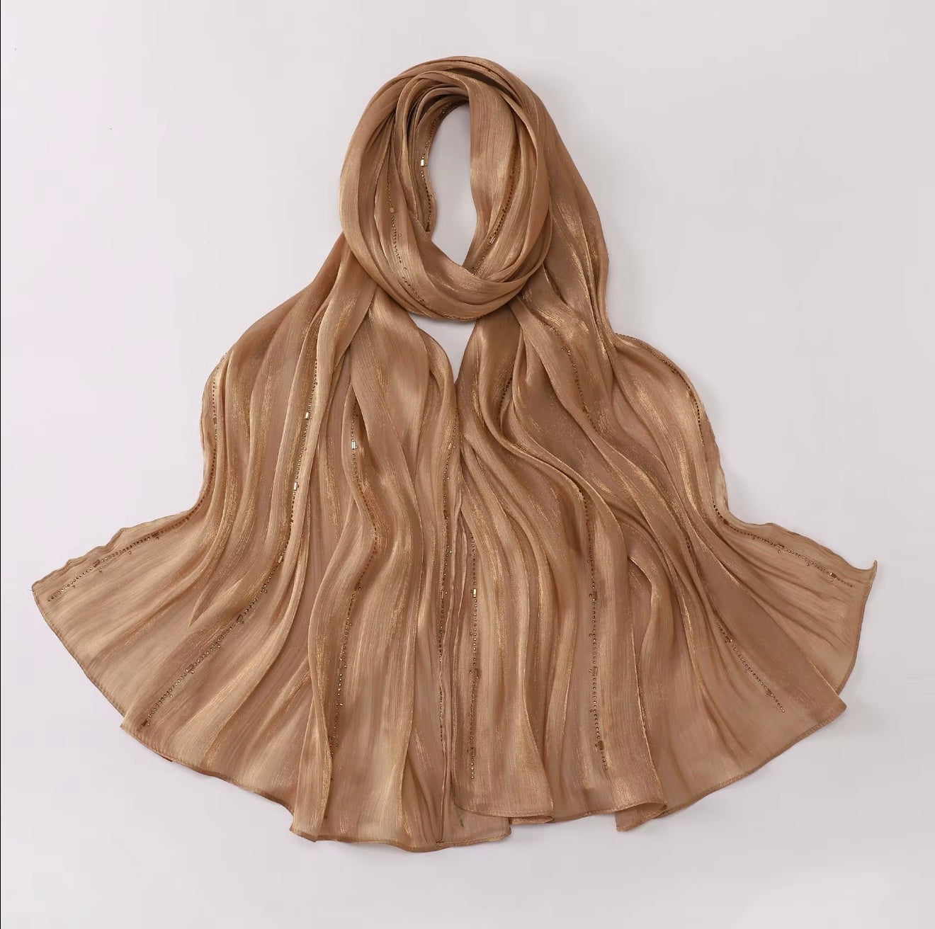 Premium island silk hot drilling bright hijab